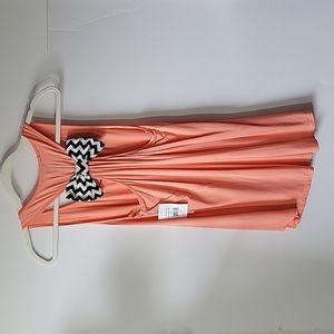 Mm Mm Mm Orange Tank Top with Black & White Chevron Bow on Back